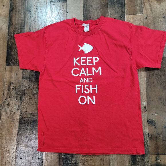 Keep Calm And Fish On ALSTYLE Men's L Fashion T-Shirt - Picture 1 of 4